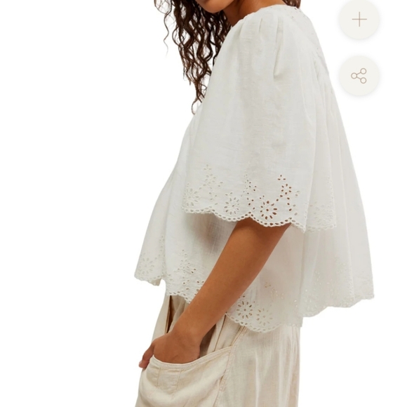 Free People Costa Eyelet Top in Bright White Size Medium - Picture 2 of 4